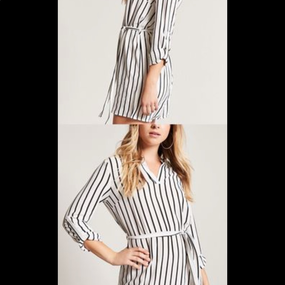 Strip dress with belt